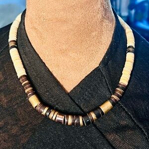 Genuine Heishi shell & brass necklace Vintage Artesian made Native American